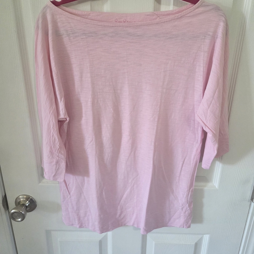 Lilly Pulitzer Pink Boxy Blouse with 3/4 Sleeves